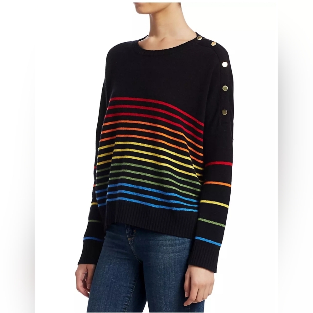 Sundry, Rainbow Stripe Button Wool & Cashmere Swe… - image 2